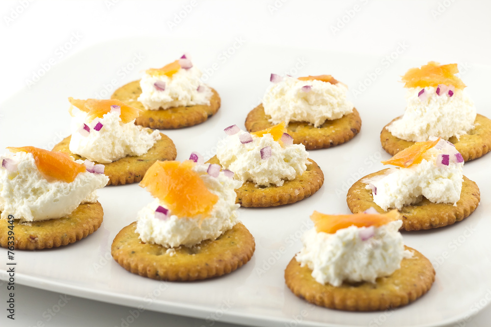Crackers with Cream Cheese and Smoked Salmon