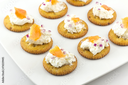 Crackers with Cream Cheese and Smoked Salmon