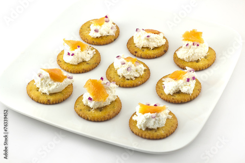Crackers with Cream Cheese and Smoked Salmon