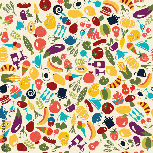Vector Pattern  Food and beverages  background © margolana