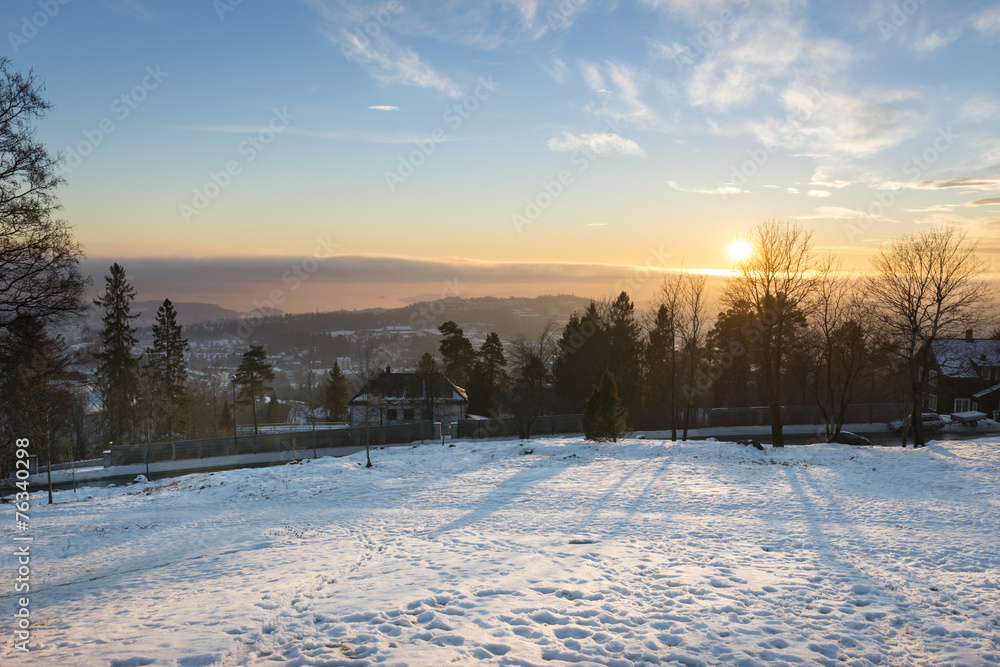 Oslo sundown cityscape panorama
