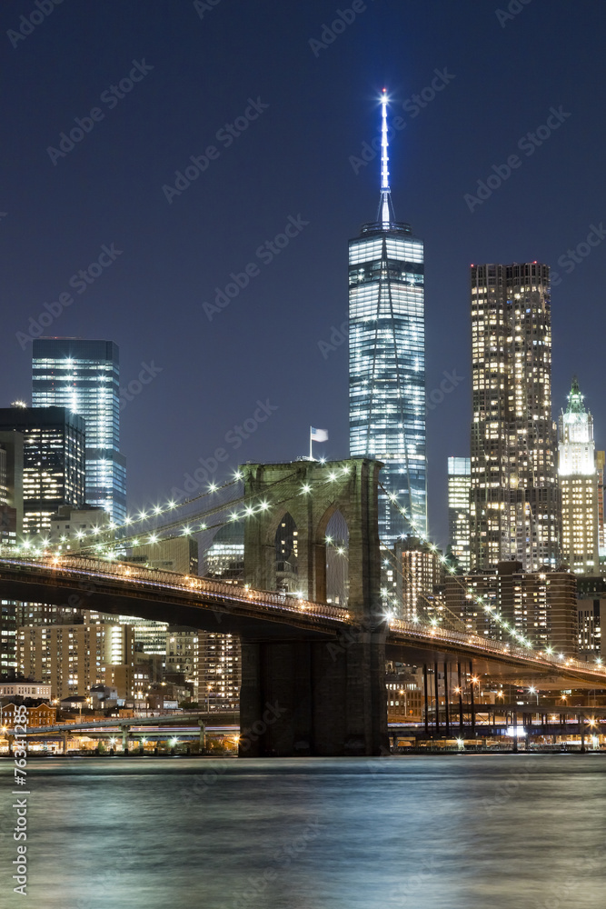 Fototapeta premium Panoramę Nowego Jorku w Brooklyn Bridge