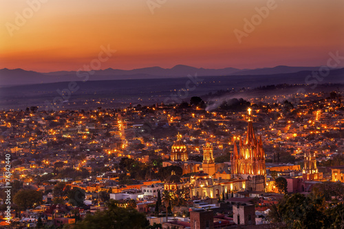 San Miguel de Allende Mexico Miramar Overlook Sunset Parroquia