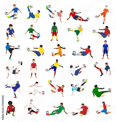 Collection of soccer players, Vector illustration