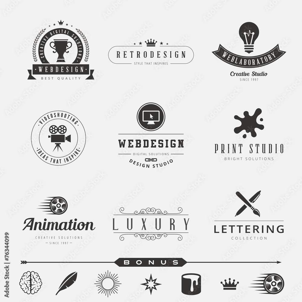 Retro Vintage Labels Hipster Logo design typography