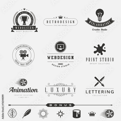Retro Vintage Labels Hipster Logo design typography