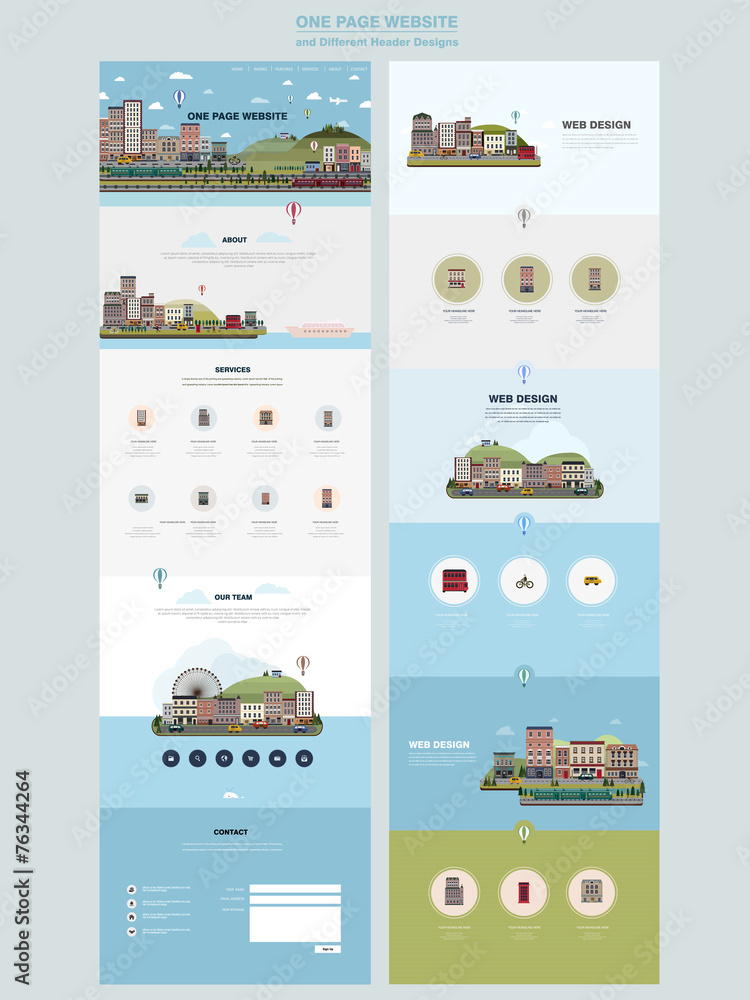 colorful country scenery one page website design template colorful country scenery one page website design template