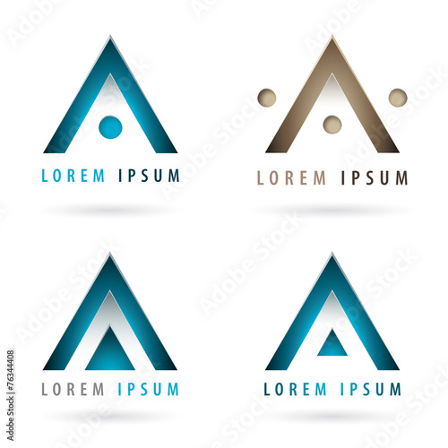 Set of dynamic logos with arrow or triangle shape