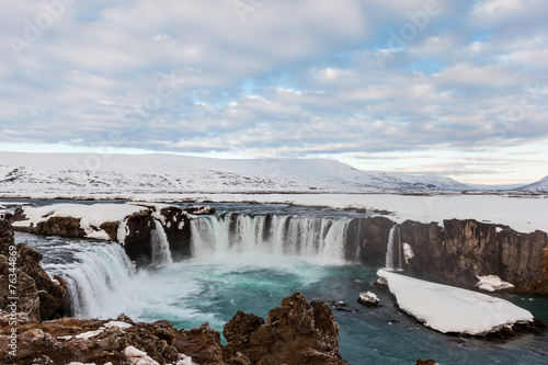 Godafoss fall in the morning, Iceland.
