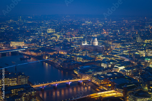 Top view Millennium bridge and St. Paul s cathedral  London Engl