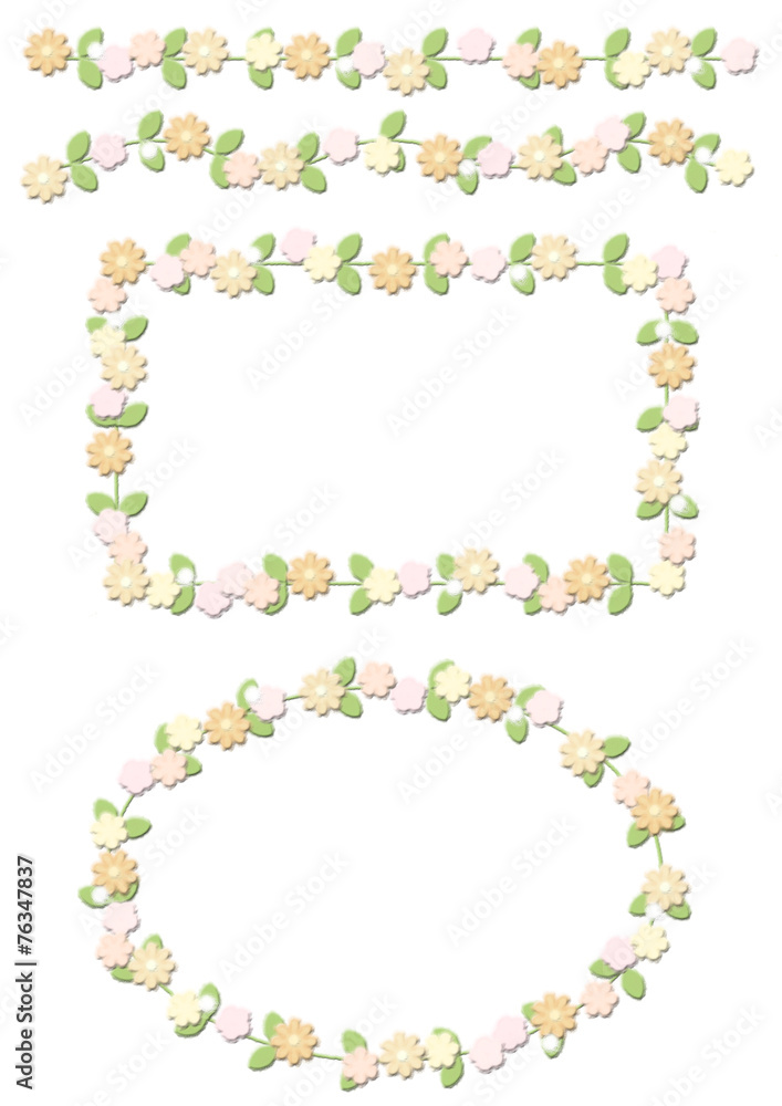 飾り枠&飾り罫 花柄フェルト 飾り枠&飾り罫 花柄フェルト