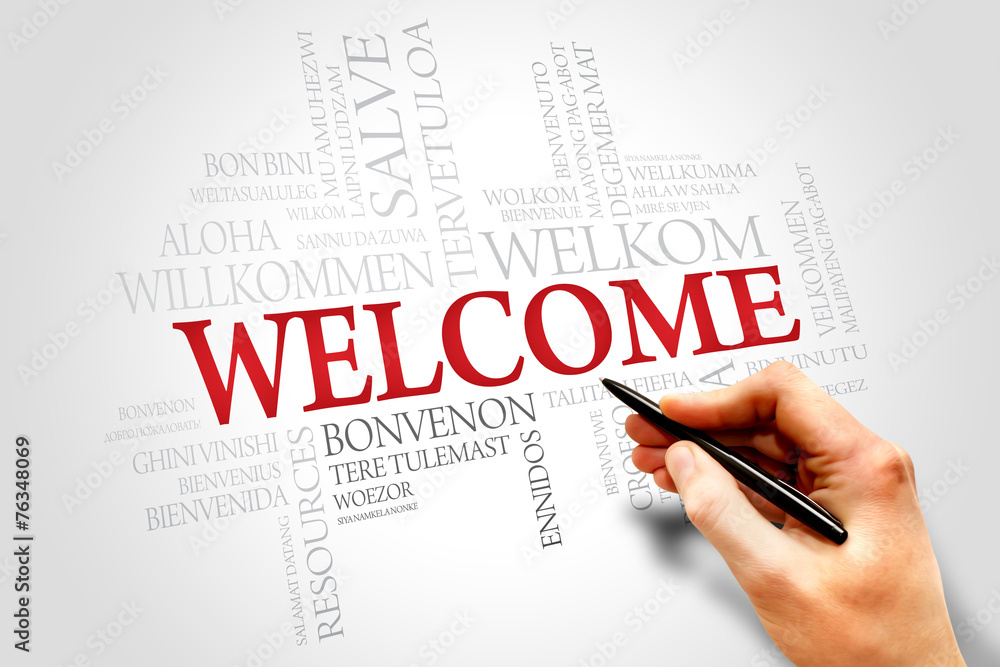 Welcome in different languages words cloud, business concept Welcome in different languages words cloud, business concept