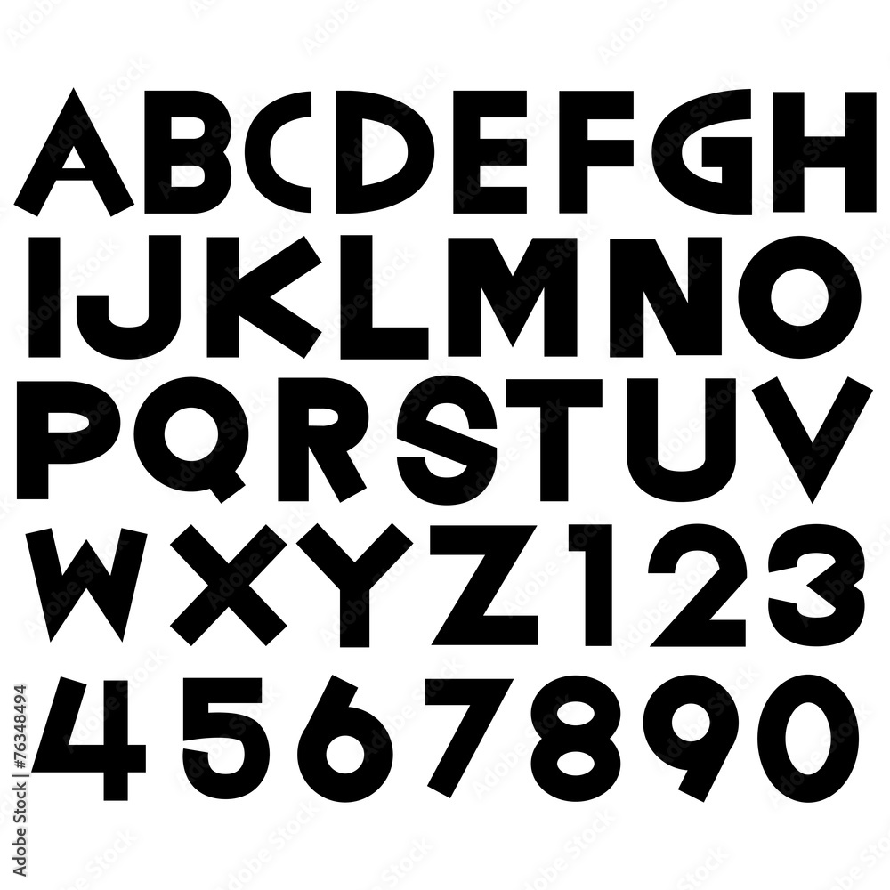 Alphabet fonts and numbers