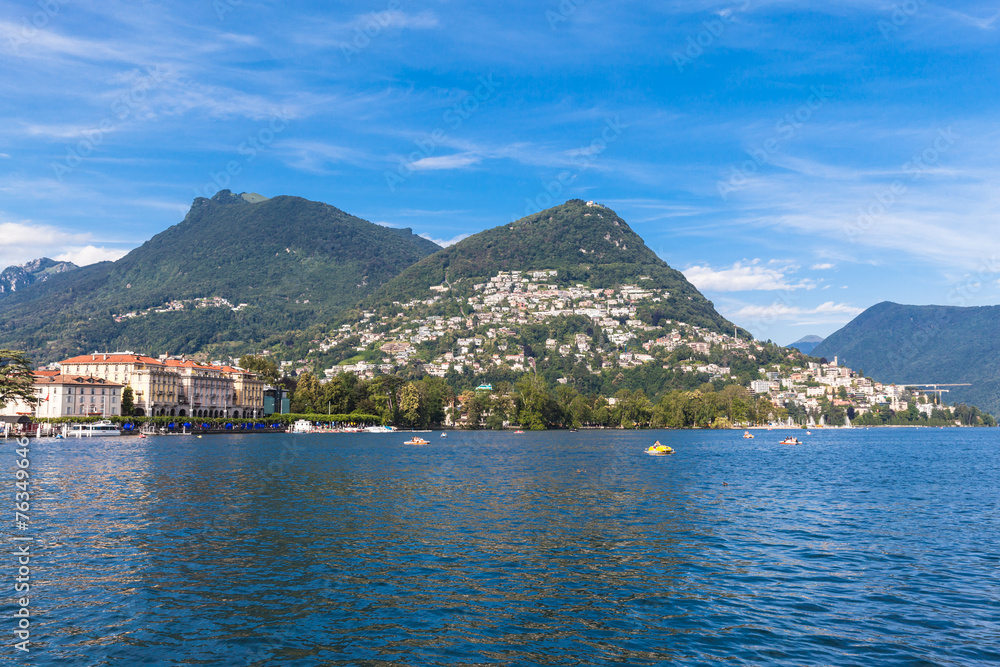 View of Lugano lake and the mountain