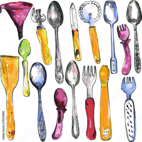 set of  kitchen utensil
