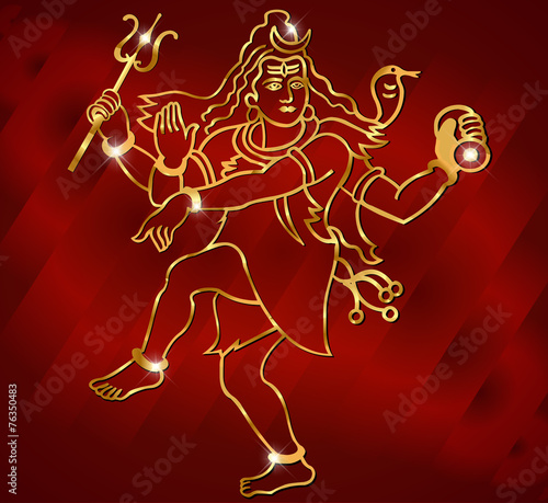 Hindu deity lord Shiva on a satin red background vector eps-10