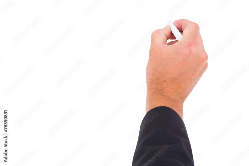 Business man writing with chalk Business man writing with chalk