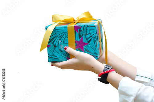 Women filed a gift box