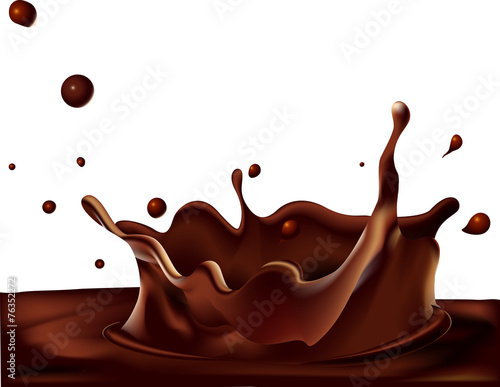 splash of hot coffee or chocolate isolated on white background