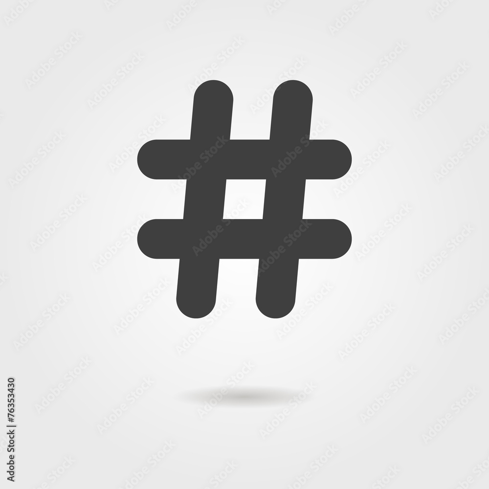 Obraz premium black hashtag icon with shadow