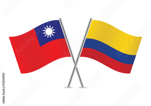 Colombian and Taiwanese flags. Vector illustration. Free Download Colombian and Taiwanese flags. Vector illustration. - GFXLoad