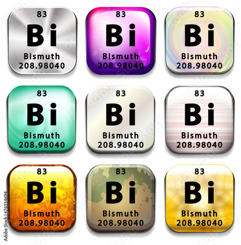 A button showing the element Bismuth