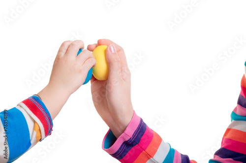 hands closeup with Easter eggs