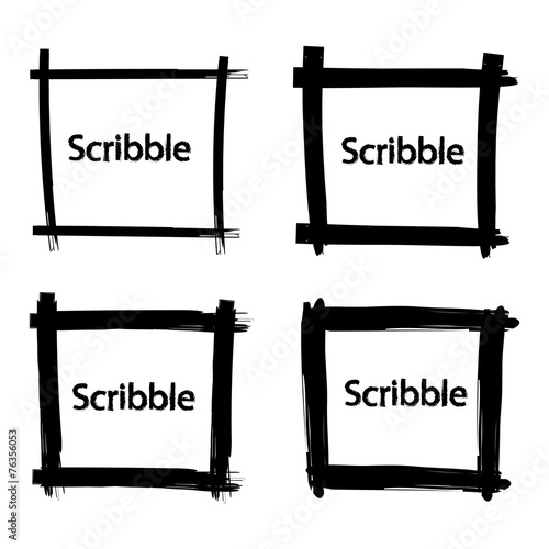 Set of Hand Drawn Scribble Squares, vector design elements