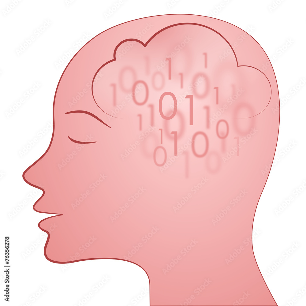 red head with data cloud inside #2 red head with data cloud inside #2