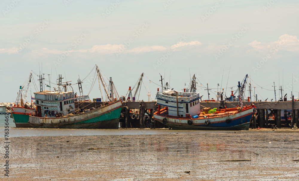 fishing boats in the harbor,Thailand