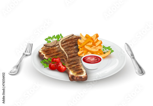 Grilled Steak On Plate