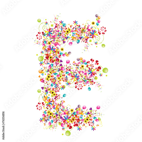 Fototapeta Naklejka Na Ścianę i Meble -  Floral letter E for your design.