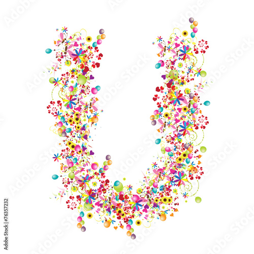 Fototapeta Naklejka Na Ścianę i Meble -  Floral letter U for your design.