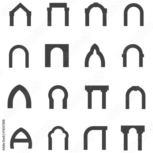 Black monolith vector icons for archway