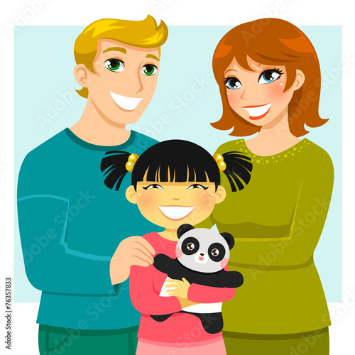 Caucasian man and woman with a small Asian girl