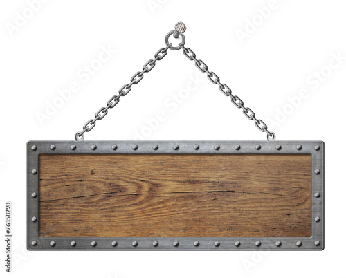 wooden sign board with meta...