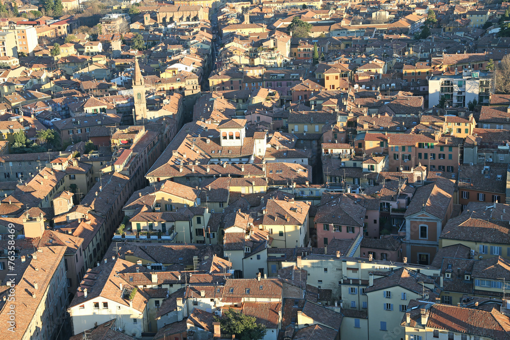 panoramic views of the city of Bologna from the tower
