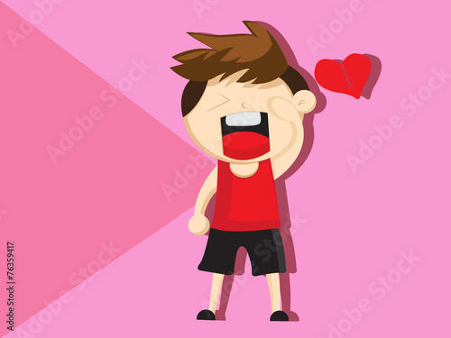 heartbroken cartoon boy in valentines day
