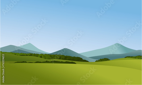 Rural landscape with mountains