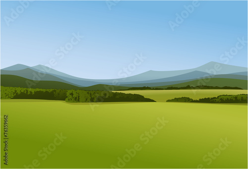 Rural landscape with mountains