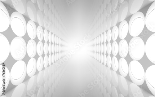 White abstract 3d interior with round decoration #76360839