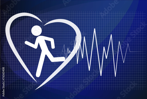 Heartbeat make running man symbol stock vector. Health concept