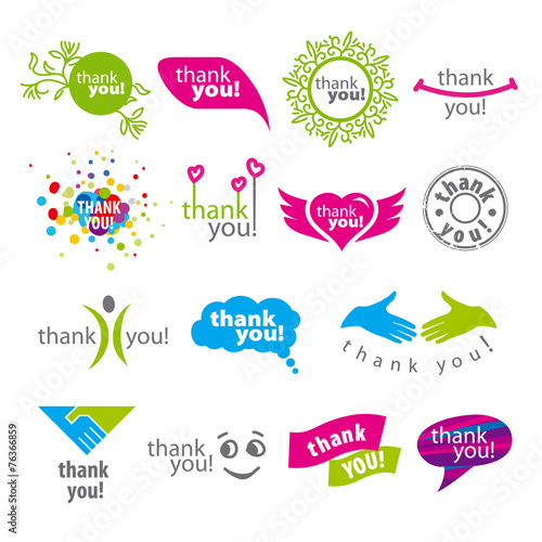 big set of vector logos thank you