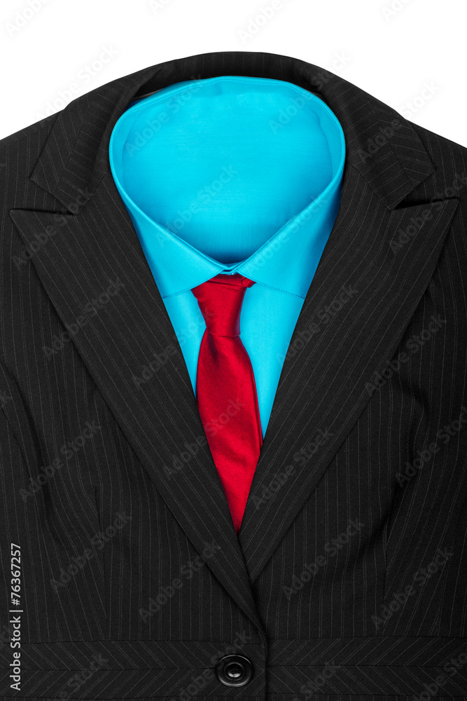 Formal Suit: Black Jacket Blue Shirt And Red Tie Stock Photo | Adobe Stock