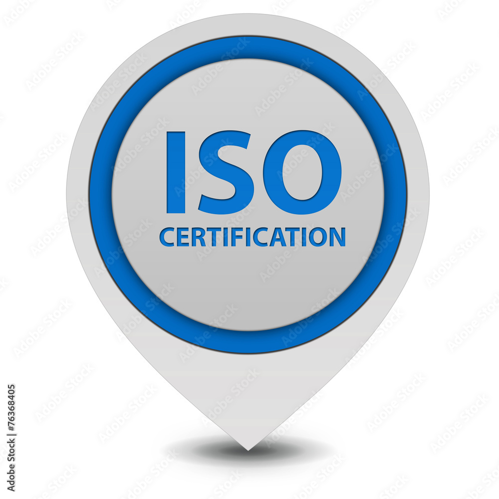 Iso certification pointer icon on white background