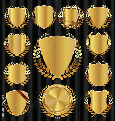 Golden shield and laurel wreath collection