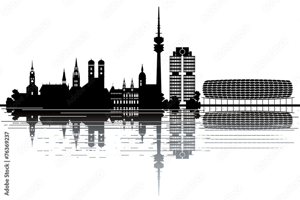Munich skyline - obrazy, fototapety, plakaty 