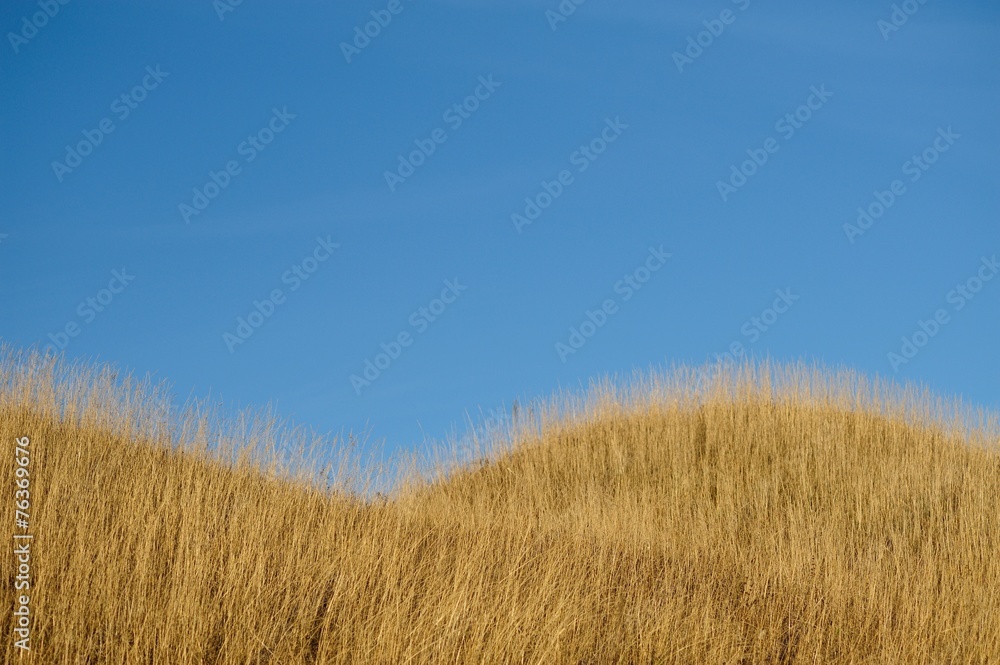 Autumn hills and blue sky