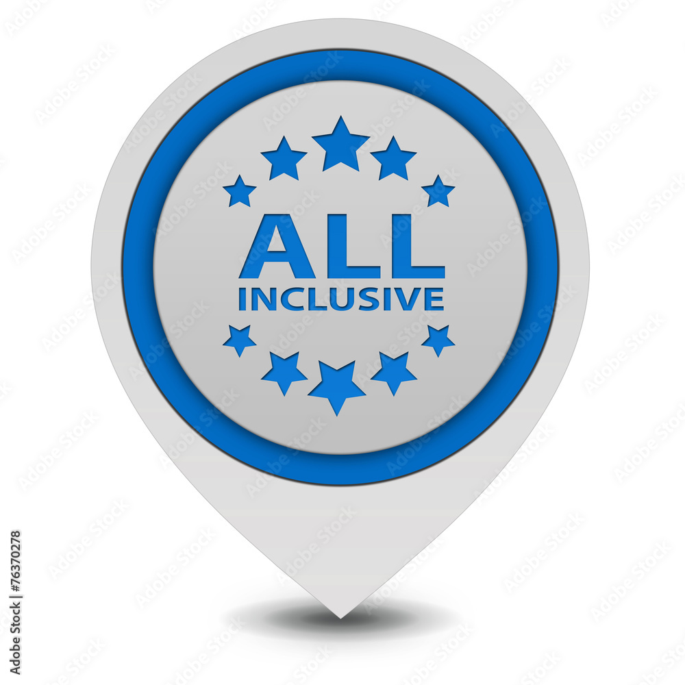 All inclusive pointer icon on white background All inclusive pointer icon on white background