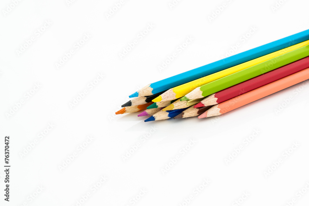 Colour pencils isolated on white background